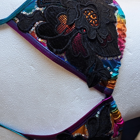 IVE GOT TWO TICKETS TO PARADISE! Handmade sequin and lace bathing suit top! - Picture 8 of 8